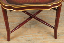 Load image into Gallery viewer, Painted Red Table with Folding Faux Bamboo Base
