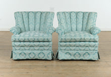 Load image into Gallery viewer, Pair of Seafoam Channel Back Chairs - Nix Upholstery

