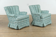 Load image into Gallery viewer, Pair of Seafoam Channel Back Chairs - Nix Upholstery
