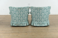 Load image into Gallery viewer, Pair of Seafoam Channel Back Chairs - Nix Upholstery
