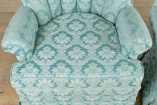 Load image into Gallery viewer, Pair of Seafoam Channel Back Chairs - Nix Upholstery
