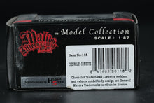 Load image into Gallery viewer, Malibu International Chevrolet Corvette (1957) – 1:87 Scale Die-Cast Model (Blue/White)
