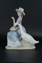 Load image into Gallery viewer, Lladro Fine Porcelain - Charming Lady Feeding Goose Figurine
