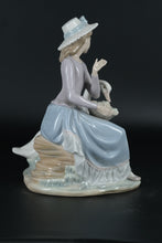 Load image into Gallery viewer, Lladro Fine Porcelain - Charming Lady Feeding Goose Figurine
