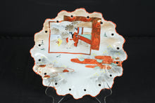 Load image into Gallery viewer, Antique Japanese Hand-Painted Porcelain Plate – Scalloped Rim with Geisha Scene (9.25&quot;)
