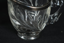 Load image into Gallery viewer, Vintage Glass Creamer &amp; Sugar Set with Silver-Tone Rim – Leaf Pattern Design
