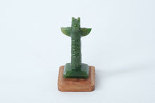 Load image into Gallery viewer, Miniature Hand-Carved Jade Totem Pole on Wooden Base – 2.75&quot;

