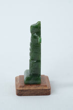 Load image into Gallery viewer, Miniature Hand-Carved Jade Totem Pole on Wooden Base – 2.75&quot;
