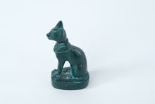 Load image into Gallery viewer, Miniature Egyptian Bastet Cat Statue – Green Stone-Style Figurine, 3&quot;
