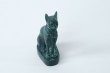 Load image into Gallery viewer, Miniature Egyptian Bastet Cat Statue – Green Stone-Style Figurine, 3&quot;
