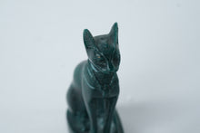 Load image into Gallery viewer, Miniature Egyptian Bastet Cat Statue – Green Stone-Style Figurine, 3&quot;
