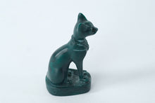 Load image into Gallery viewer, Miniature Egyptian Bastet Cat Statue – Green Stone-Style Figurine, 3&quot;
