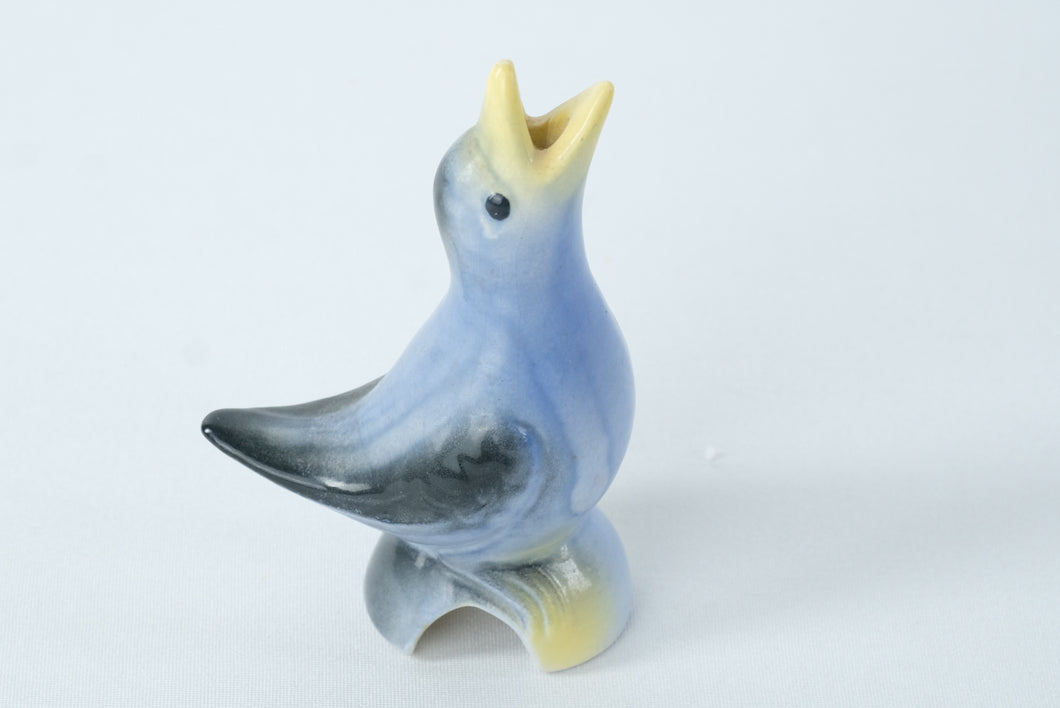 Vintage Ceramic Bird Water Whistle – Hand-Painted Blue Songbird, 4.5