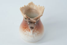 Load image into Gallery viewer, Antique Austrian Stag Head Majolica Pitcher – 6&quot; x 3.5&quot; x 4.5&quot; – Hand-Painted Elk Jug
