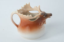 Load image into Gallery viewer, Antique Austrian Stag Head Majolica Pitcher – 6&quot; x 3.5&quot; x 4.5&quot; – Hand-Painted Elk Jug
