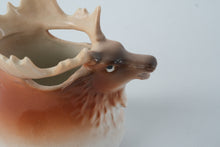 Load image into Gallery viewer, Antique Austrian Stag Head Majolica Pitcher – 6&quot; x 3.5&quot; x 4.5&quot; – Hand-Painted Elk Jug
