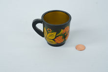 Load image into Gallery viewer, Vintage Khokhloma Style Wooden Cup – Black with Floral Design – Handcrafted
