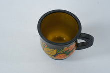Load image into Gallery viewer, Vintage Khokhloma Style Wooden Cup – Black with Floral Design – Handcrafted
