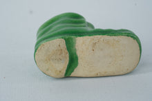 Load image into Gallery viewer, Vintage Green Glazed Ceramic Boot Figurine – Miniature Pottery Shoe Planter – 1.5&quot; Tall
