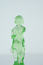 Load image into Gallery viewer, Vintage Uranium Glass Lady Flower Frog – Depression Glass Green Figurine, 8.5&quot; Tall
