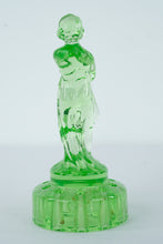 Load image into Gallery viewer, Vintage Uranium Glass Lady Flower Frog – Depression Glass Green Figurine, 8.5&quot; Tall
