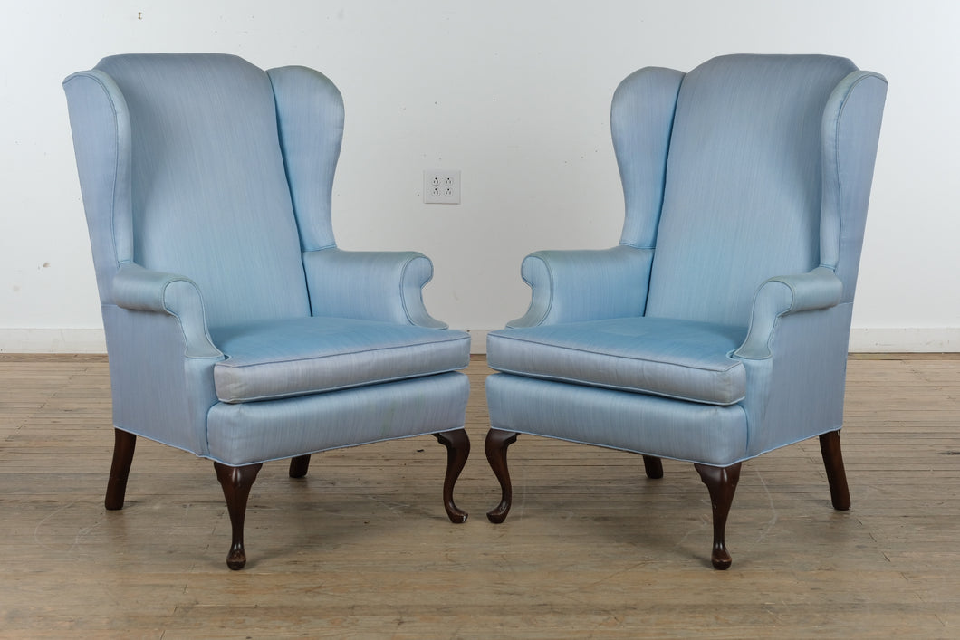 Fabulous Pair of Blue Wingback Chairs- Preview 02/18