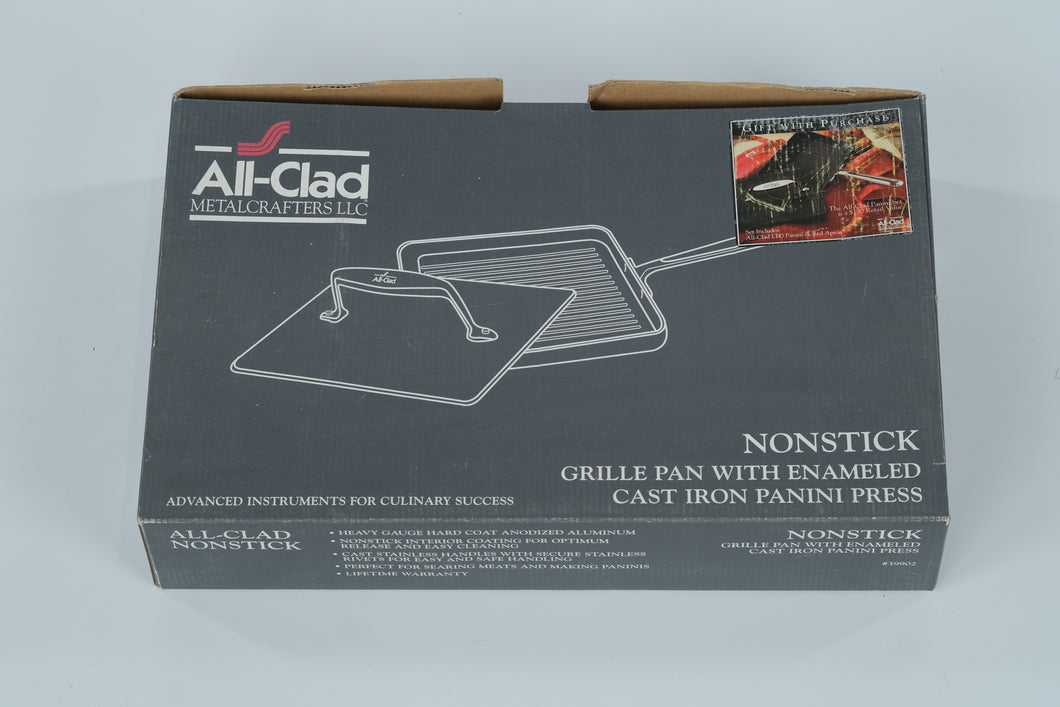 All-Clad Nonstick Grille Pan with Enameled Cast Iron Panini Press