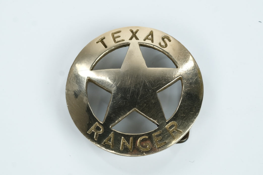 Lone Star Legacy: Solid Brass Texas Ranger Badge Belt Buckle