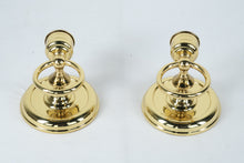 Load image into Gallery viewer, Pair of Polished Brass Wall Sconce Candle Holders with Ring Accents
