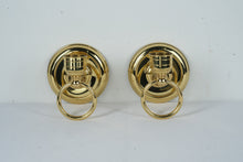 Load image into Gallery viewer, Pair of Polished Brass Wall Sconce Candle Holders with Ring Accents
