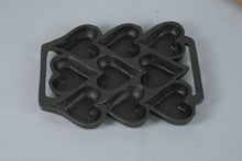 Load image into Gallery viewer, Cast Iron Heart-Shaped Muffin or Cornbread Pan – 9-Cavity Bakeware
