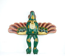 Load image into Gallery viewer, Hand Carved and Painted Flying Frog - 38&quot; Tall
