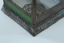 Load image into Gallery viewer, Boho Bazaar Multicolor Glass Lantern – 16” Tall Moroccan-Inspired Metal Candle Holder
