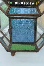 Load image into Gallery viewer, Moroccan Style Multicolor Stained Glass Lantern – 14” Tall – Decorative Vintage Charm
