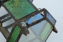 Load image into Gallery viewer, Moroccan Style Multicolor Stained Glass Lantern – 14” Tall – Decorative Vintage Charm
