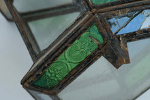 Load image into Gallery viewer, Moroccan Style Multicolor Stained Glass Lantern – 14” Tall – Decorative Vintage Charm
