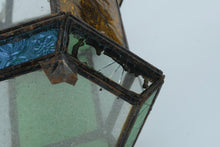 Load image into Gallery viewer, Moroccan Style Multicolor Stained Glass Lantern – 14” Tall – Decorative Vintage Charm
