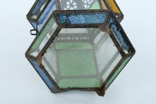 Load image into Gallery viewer, Moroccan Style Multicolor Stained Glass Lantern – 14” Tall – Decorative Vintage Charm
