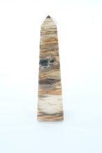 Load image into Gallery viewer, Rustic Earth-Toned Marble Obelisk – 6.5&quot; Tall
