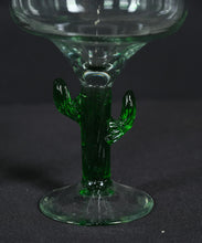 Load image into Gallery viewer, Set of 2 Cactus Margarita Glasses – Green Stem Hand Blown Barware
