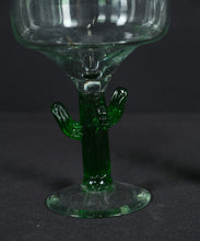 Load image into Gallery viewer, Set of 2 Cactus Margarita Glasses – Green Stem Hand Blown Barware
