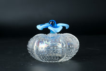 Load image into Gallery viewer, Cesars World Iridescent Sea Urchin Art Glass Perfume Bottle Blue Flower Stopper
