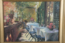 Load image into Gallery viewer, Ivy Inn Framed Wall Art Patio Scene Acrylic Painting Print 32x24
