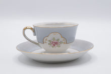 Load image into Gallery viewer, UCAGCO China Occupied Japan Gray Pink Rose Gold Teacup Saucer Vintage 1940s
