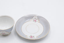 Load image into Gallery viewer, UCAGCO China Occupied Japan Gray Pink Rose Gold Teacup Saucer Vintage 1940s
