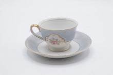 Load image into Gallery viewer, UCAGCO China Occupied Japan Gray Pink Rose Gold Teacup Saucer Vintage 1940s
