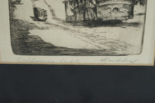 Load image into Gallery viewer, Framed Etching Chinatown Cable Car San Francisco Signed City Street Scene
