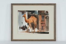 Load image into Gallery viewer, Original Camel Watercolor Painting Signed Personalized Framed Urban Scene Art
