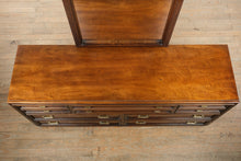 Load image into Gallery viewer, Mid-Century Campaign Style Dresser with Mirror by Huntley for Thomasville

