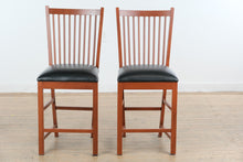 Load image into Gallery viewer, Pair of Canal Dover Hill House Collection Amish Counter Height Bar Stools with Real Leather Seats
